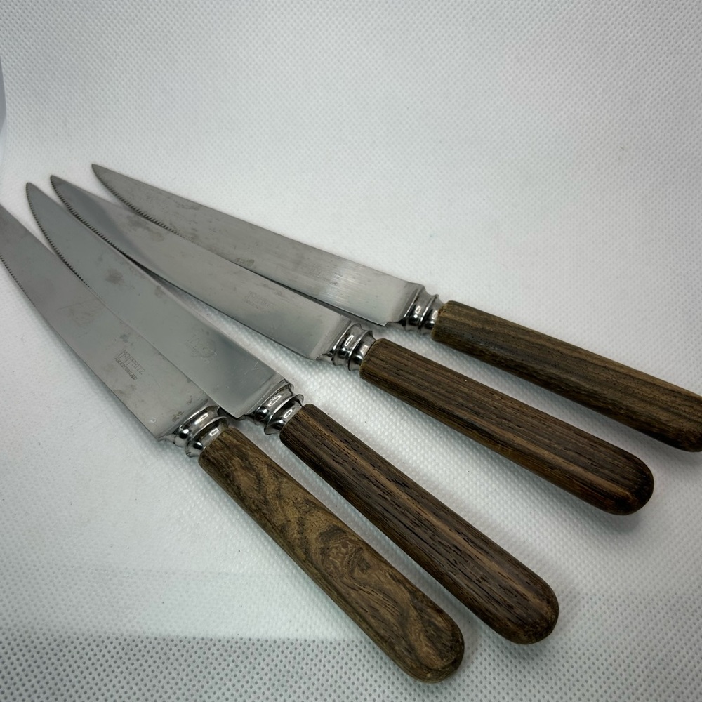 Hoffritz Knives Set of Four Stainless Steel Wooden Handles Made in England